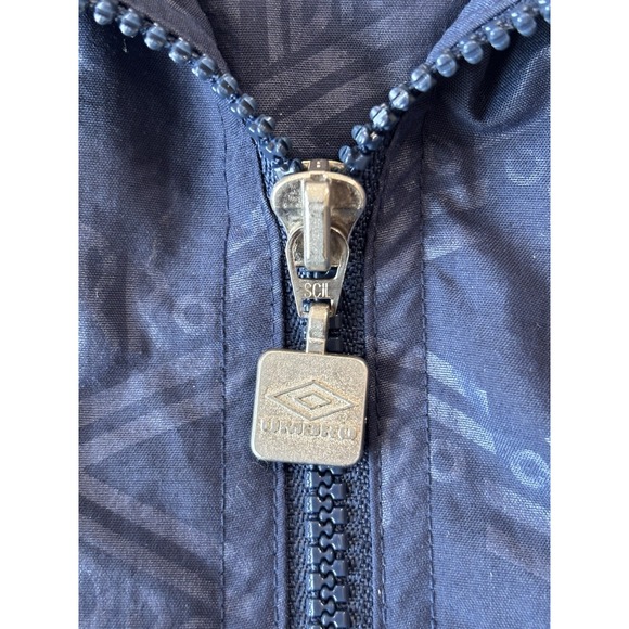 Vintage Umbro Jacket Mens XL Blue Parka Coat Soccer‎ 90s All Over Print Puffer - Picture 7 of 11